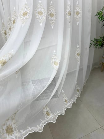 NİVEMESHOME BELİNDA 711 GOLD  1/3 PİLELİ TÜL PERDE APM