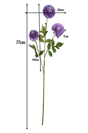 Yapay Çiçek Kasımpatı MOR Uzun Dal 3 Çiçekli 77Cm
