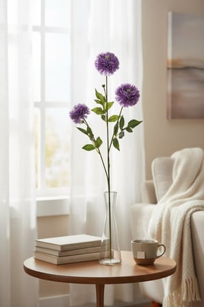 Yapay Çiçek Kasımpatı MOR Uzun Dal 3 Çiçekli 77Cm
