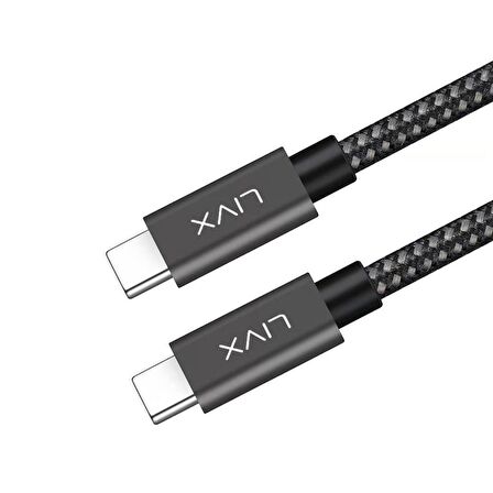 LivX Solid 100w 5a Type C To Type C PD 2.0 5 Gbps 3 Metre Hızlı Şarj Ve Data Kablosu Halat Örgülü Space Gray TCT-03