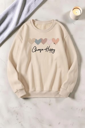 Unisex Baskılı Bisiklet Yaka Sweatshirt