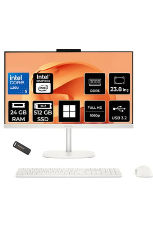 OmniStudio 24 Core 5 120U 24GB RAM 512GB SSD 23.8" FHD 75Hz W11P Beyaz All in One Bilgisayar