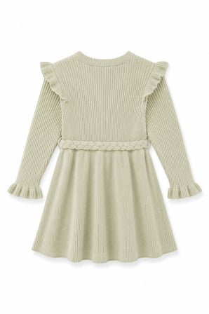 %100 Organik Triko Kız Bebek Çocuk Kemerli Elbise 32125