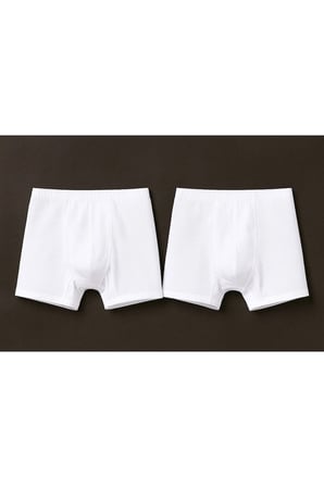 Erkek %100 Pamuklu Beyaz Uzun Paçalı 2'li Boxer Külot Q2İ1K2L5KK.2L