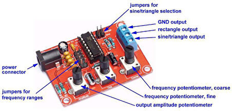 XR2206 Fonksiyon Sinyal Jeneratörü 1Hz -1MHz Sinüs Üçgen Kare Çıkış (Demonte)