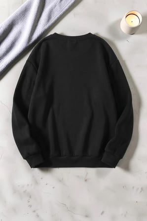 Unisex Minik Kalpler Baskılı Bisiklet Yaka Sweatshirt