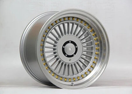 4*100*16 4*108*16*9.0 ET15 CH73.1 SILVER LIP POLISH GOLD RIVES ALPIN