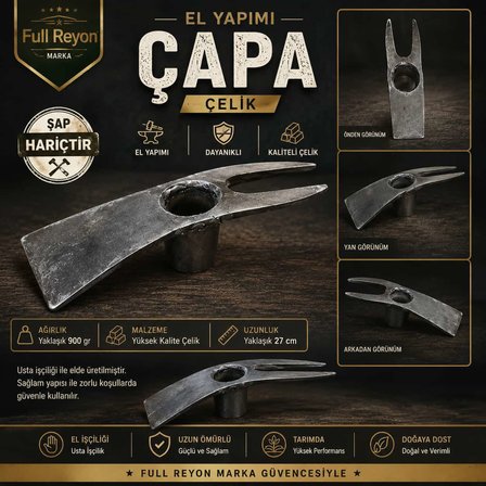 50 Yıllık AHİ Ustadan El Yapımı Çelik Çatal Çapa, Çatal Tarım Çapası, Bahçe Çapası, (Sap Hariçtir)