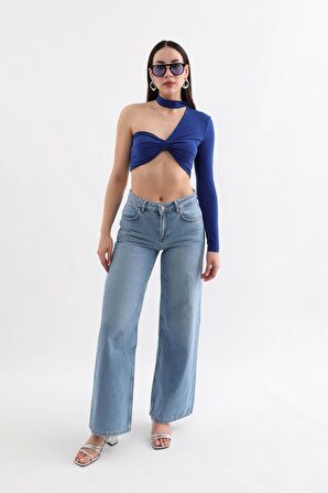 Kadın Geniş Kesim Jean Pantolon