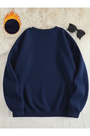 Unisex Leopar Desenli Kaplan Baskılı Bisiklet Yaka Sweatshirt