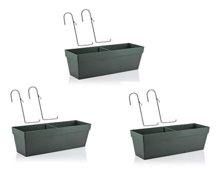 Omnipazar SO-YB02A Askılı Yalı Balkon Saksı 10.8 lt Antrasit 3 Adet 
