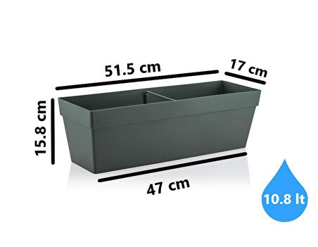 Omnipazar SO-YB02A Askılı Yalı Balkon Saksı 10.8 lt Antrasit 3 Adet 