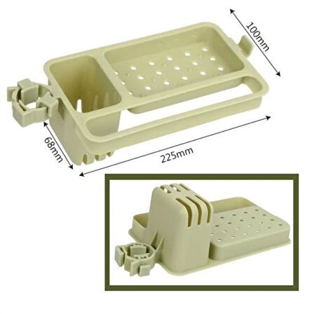 İpek Yıldızı® Musluğa Takılan Sünger Havlu Askılı Sabun Hazneli mutfak Banyo Lavabo Düzenleyici Organizer