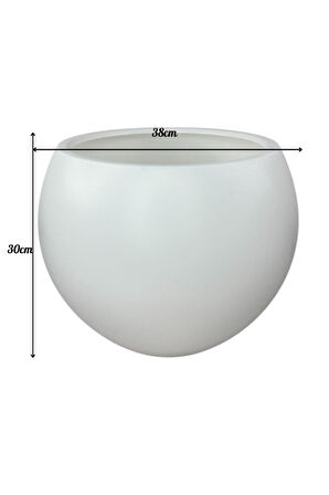 Küre Yuvarlak Top Vazo Dekoratif Saksı BEYAZ 38*30cm