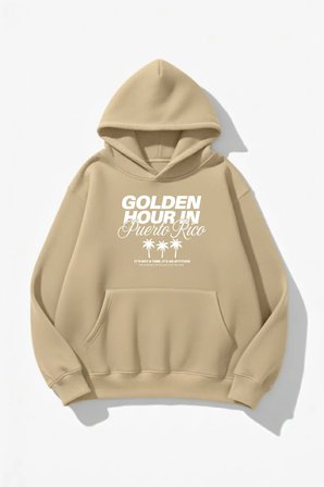 Unisex Yumuşak Dokulu Golden Hour Baskılı Tasarım Oversize 3 İplik Hoodie Sweatshirt