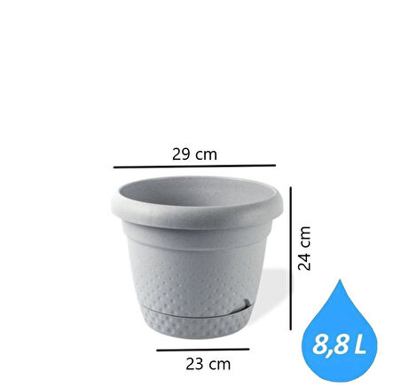 Omnipazar KRS-344 Dekoratif İnci Bitki Çiçek Saksı Takımı 8.8 Litre No 4