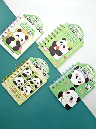 Sevimli Panda Ayraçlı Mini Not Defteri (9x14,5 cm) - Süslü Panda
