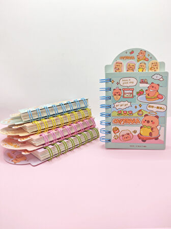 Sevimli Capybara Kapibara Ayraçlı Mini Not Defteri (9x14,5 cm) - Mavi