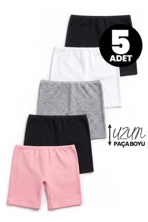 Öts Kız Çocuk 5’li Pamuklu Boxer Pembe Uzun Premium Günlük Kullanım (8254-5)