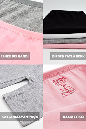 Öts Premium 5’li Kız Çocuk Boxer - Hediye Kutulu, Pamuklu Kumaş, Ultra Yumuşak, Esnek Kalıp, Etikets