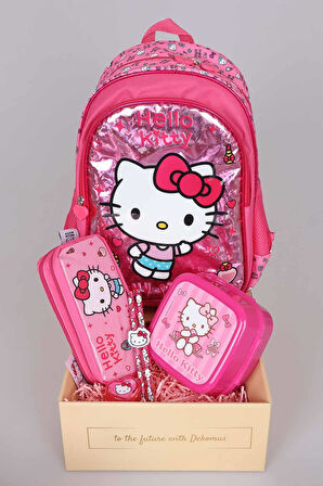DEKOMUS İLE ÖZEL KUTULU LİSANSLI HELLO KITTY "PINK LOVE" KIRTASİYE VE OKUL SETİ