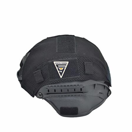 Taktikal Airsoft Paintball Plastik Kask Siyah Bandanalı