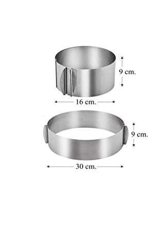 Kek Kalıbı -  Ayarlanabilir Kelepçeli Yuvarlak Paslanmaz Metal