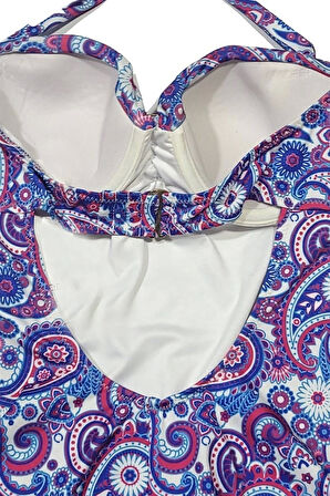 Blackspade Mavi Şal Desenli Kadın Mayo 8258