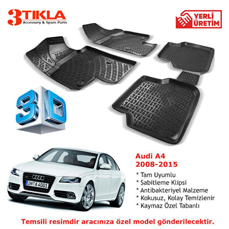 Audi A4 2008-2015 Premium 3D Havuzlu Paspas Seti