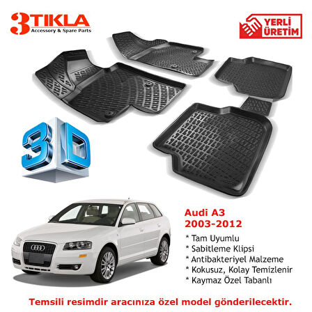 Audi A3 2006-2012 Premium 3D Havuzlu Paspas Seti