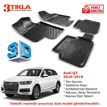 Audi Q7 2016-2020 Premium 3D Havuzlu Paspas Seti