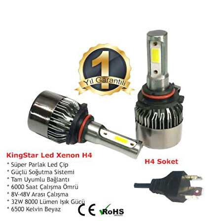 Mitsubishi Carisma Far Ampul H4 Beyaz Led Xenon 8000 Lümen
