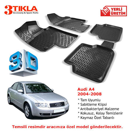 Audi A4 2004-2008 Premium 3D Havuzlu Paspas Seti