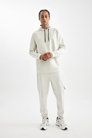 DeFactoFit Standart Fit Kapüşonlu Cepli Skuba Dalgıç Kumaş Sporcu Sweatshirt D1950AX24AUBG721