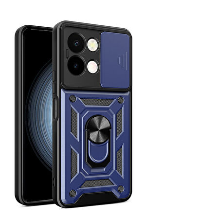 Vivo Y28 Kılıf Yüzüklü Standlı Manyetikli Kamera Sürgülü Armor Zırh