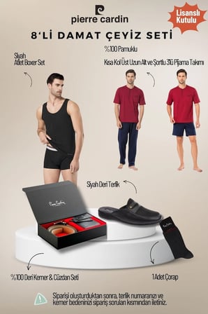 Erkek Lisanslı Kutulu Bordo 8'li Damat Çeyiz Seti QÇS.6EY.TK.Z4K81.8L.