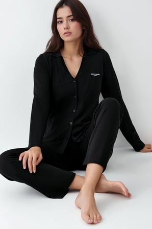 Kadın Modal Pamuklu Pijama Takımı Çorap Hediyeli QP9K1R1K5R