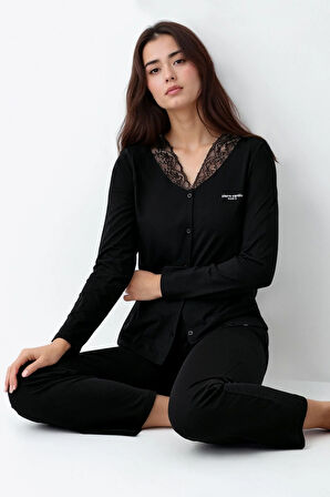 Kadın Modal Pamuklu Pijama Takımı Çorap Hediyeli QP9K1R1K6R