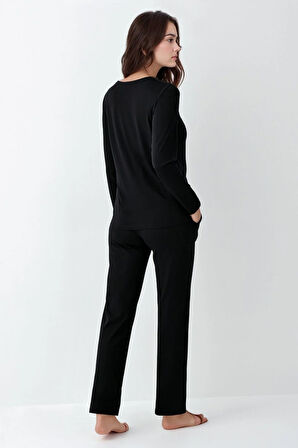 Kadın Modal Pamuklu Pijama Takımı Çorap Hediyeli QP9K1R1K6R