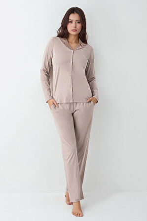 Kadın Modal Pamuklu Pijama Takımı Çorap Hediyeli QP9K1R1K6R