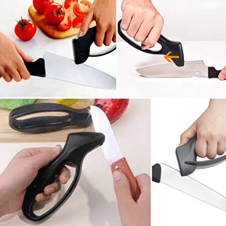 Evyora® Kolay Tutuş Saplı Paslanmaz Çelik Manuel Bıçak Bileme Aleti