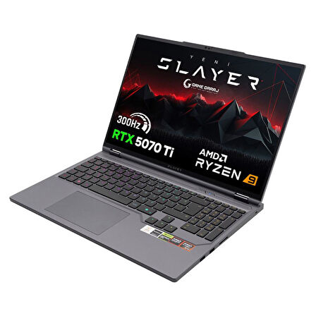 Game Garaj Slayer R9T-5070Ti C2 AMD Ryzen 9 9955HX 64GB RAM 2TB SSD RTX5070Ti 16" QHD IPS 300Hz FreeDOS Gaming Laptop