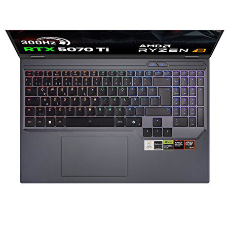 Game Garaj Slayer R9T-5070Ti C2 AMD Ryzen 9 9955HX 64GB RAM 2TB SSD RTX5070Ti 16" QHD IPS 300Hz FreeDOS Gaming Laptop