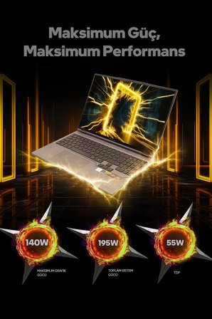 Game Garaj Slayer R9T3D-5070Ti C2 AMD Ryzen 9 9955HX3D 64GB RAM 2TB SSD RTX5070Ti 16" QHD IPS 300Hz FreeDOS Gaming Laptop