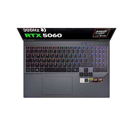 Game Garaj Slayer R9T-5060 C1 AMD Ryzen 9 8945HX 32GB RAM 1TB SSD RTX5060 16" 300Hz QHD+ FreeDOS Gaming Laptop