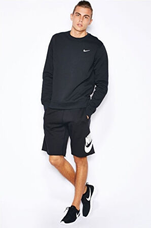 Nike Solo Swoosh Fleece Şardonlu Erkek Siyah Spor Sweatshrit