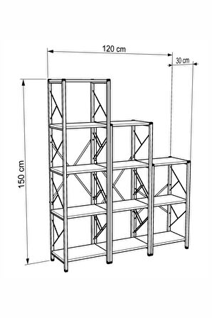 Vera Metal Kitaplık 3 Bölmeli Kitaplık  Çok Amaçlı Dosya Kitap Rafı Ofis Salon Raf 