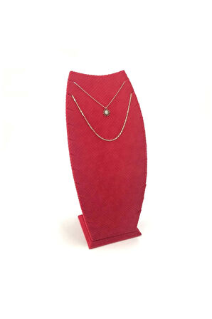 Yerli Üretim Dubai Model Süet Kumaş Kırmızı Renk 25/12 Cm Kolye -zincir Ayaklı Stand