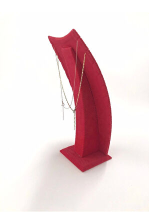Yerli Üretim Dubai Model Süet Kumaş Kırmızı Renk 25/12 Cm Kolye -zincir Ayaklı Stand