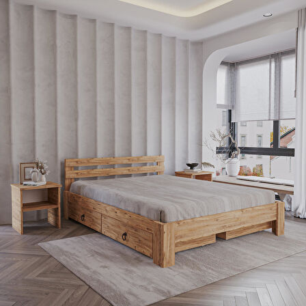 4 Çekmeceli Atlantik Letto Mdf Karyola | Tek Ve Çift Kişilik Yatak Uyumlu, Kolay Kurulum  